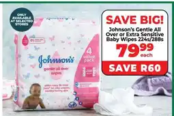 Food Lover's Market Johnson’s Gentle All Over or Extra Sensitive Baby Wipes 224s/288s offer