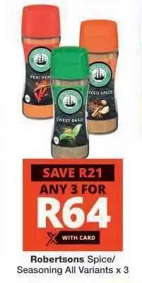 Checkers Robertsons Spice/Seasoning All Variants x 3 offer