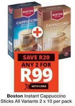 Checkers Boston Instant Cappuccino Sticks offer
