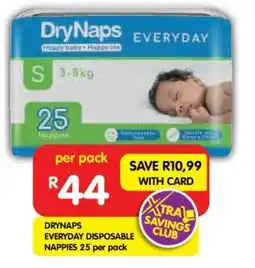 Shoprite DRYNAPS EVERYDAY DISPOSABLE NAPPIES 25 per pack offer