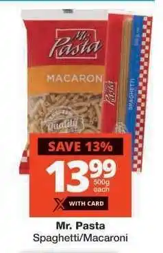 Checkers MR. PASTA SPAGHETTI/MACARONI offer