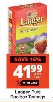 Checkers Laager Pure Rooibos Teabags offer