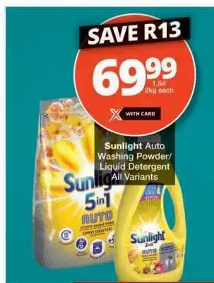Checkers Sunlight Auto Washing Powder/Liquid Detergent offer
