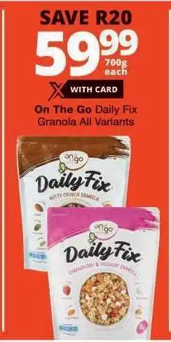 Checkers On The Go Daily Fix Granola offer