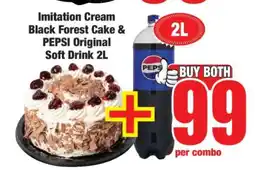 Boxer Imitation Cream Black Forest Cake & PEPSI Original Soft Drink 2L offer