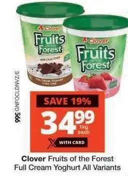 Checkers Clover Fruits of the Forest Full Cream Yoghurt offer