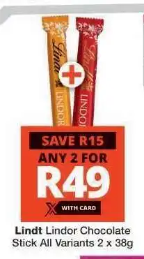 Checkers Lindt Lindor Chocolate Stick offer