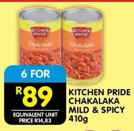 Shoprite KITCHEN PRIDE CHAKALAKA MILD & SPICY 410g offer