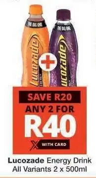 Checkers LUCOZADE ENERGY DRINK offer