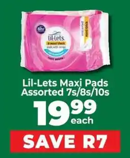 Food Lover's Market Lil-Lets Maxi Pads Assorted 7s/8s/10s offer