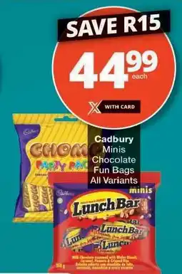 Checkers Cadbury Minis Chocolate Fun Bags offer