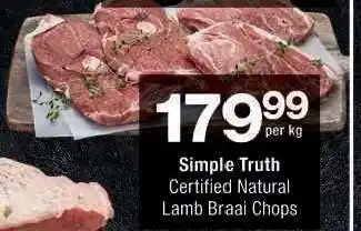 Checkers Simple Truth Certified Natural Lamb Braai Chops offer
