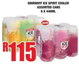 Boxer SMIRNOFF ICE SPIRIT COOLER ASSORTED CANS 6 X 440ML offer
