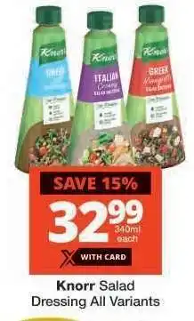 Checkers KNORR SALAD DRESSING all variants offer