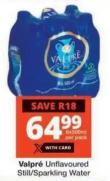 Checkers Valpré Unflavoured Still/Sparkling Water offer