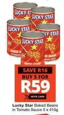 Checkers LUCKY STAR BAKED BEANS IN TOMATO SAUCE offer