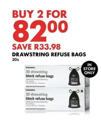 Woolworths DRAWSTRING REFUSE BAGS offer
