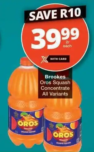 Checkers Brookes Oros Squash Concentrate offer