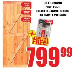 Boxer HILLERMANN PINE F & L BRACED STAINED DOOR 813MM X 2032MM offer