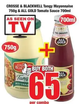 Boxer CROSSE & BLACKWELL Tangy Mayonnaise 750g & ALL GOLD Tomato Sauce 700ml offer