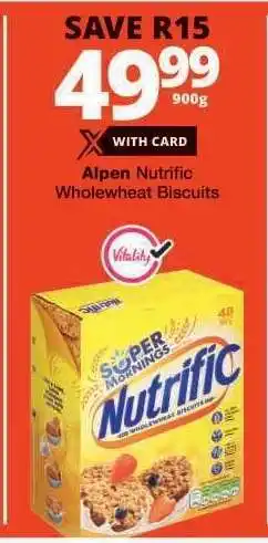 Checkers Alpen Nutrific Wholewheat Biscuits offer