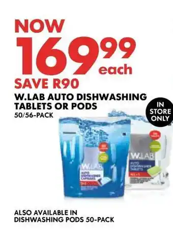 Woolworths W.LAB AUTO DISHWASHING TABLETS OR PODS offer