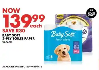 Woolworths BABY SOFT 2-PLY TOILET PAPER offer
