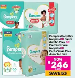 Game Pampers Baby Dry Nappies OR Pants Jumbo Pack OR Premium Care Nappies OR Pants Value Pack offer