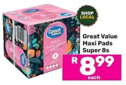 Game Great Value Maxi Pads Super offer