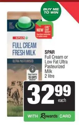 Spar SPAR Full Cream or Low Fat Ultra Pasteurized Milk offer