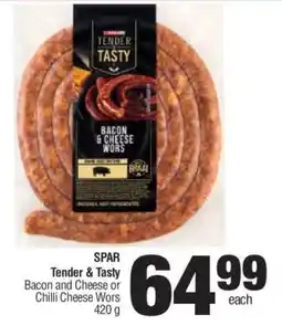 Spar SPAR Tender & Tasty Bacon and Cheese or Chilli Cheese Wors offer