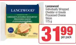 Spar Lancewood Individually Wrapped Cheddar or Gouda Processed Cheese Slices offer