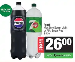 Spar Pepsi Max Zero Sugar, Light or 7Up Sugar Free offer