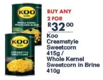 President Hyper Koo Creamstyle Sweetcorn/ Whole Kernel Sweetcorn in Brine offer