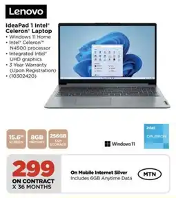 HiFi Corp Lenovo IdeaPad 1 Intel Celeron Laptop offer