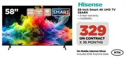 HiFi Corp Hisense 58-inch Smart 4K UHD TV 58A6N offer
