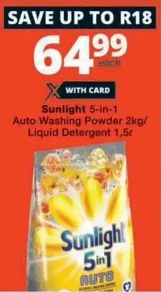 Checkers Sunlight 5-in-1 Auto Washing Powder/ Liquid Detergent offer