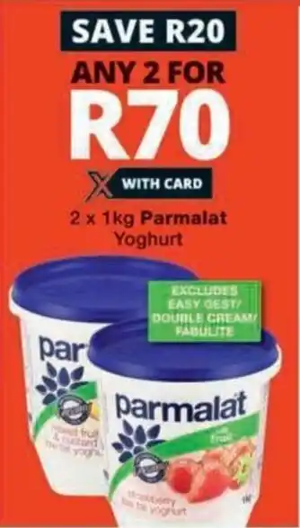 Checkers Parmalat Yoghurt offer