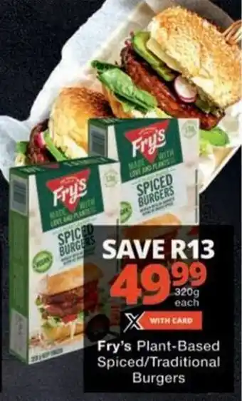 Checkers Fry's Plant-Based Spiced/ Traditional Burgers offer