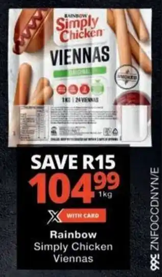 Checkers Rainbow Simply Chicken Viennas offer