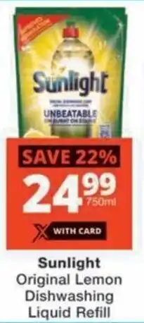 Checkers Sunlight Original Lemon Dishwashing Liquid Refill offer