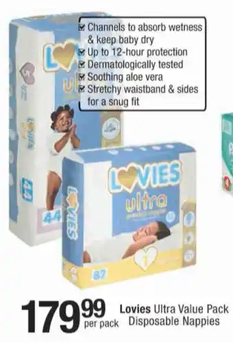 Checkers Lovies Ultra Value Pack Disposable Nappies offer
