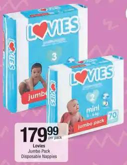 Checkers Lovies Jumbo Pack Disposable Nappies offer