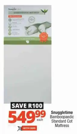 Checkers Snuggletime Bamboopaedic Standard Cot Mattress offer