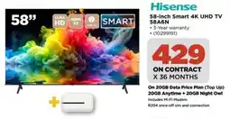 HiFi Corp Hisense 58-inch Smart 4K UHD TV 58A6N offer