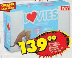 Shoprite Lovies value pack premium disposable nappies/ pull up pants offer