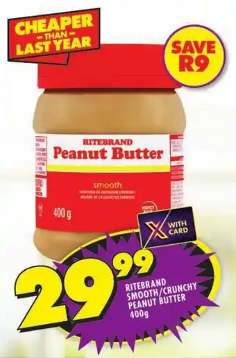 Shoprite Ritebrand smooth/ crunchy peanut butter offer