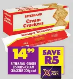 Shoprite Ritebrand Ginger Biscuits/ Cream Crackers offer