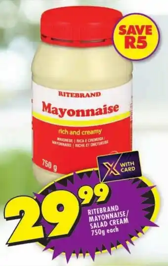 Shoprite Ritebrand mayonnaise/ salad cream offer