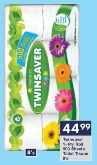 President Hyper Twinsaver 1- Ply Roll 500 Sheets Toilet Tissue offer